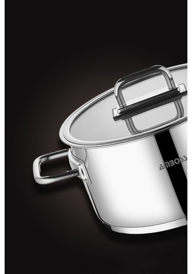 Nova Paslanmaz Çelik Cam Kapaklı Derin Tencere 18x9 Cm Gri