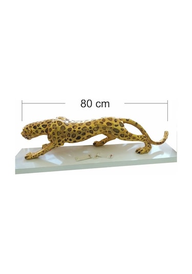 Büyük Dev 80 Cm Altın Leopar Aslan Kedi Kaplan Biblosu Heykeli