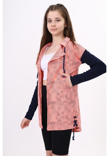 Toontoy Kız Çocuk Komple Baskılı Hırka Somon