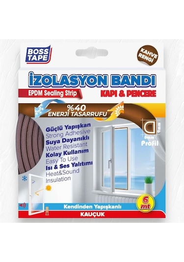 Boss Tape Kapı Pencere İzolasyon Fitili 9mm-6mt Kahverengi