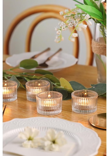 Eva 2 Adet Cam Tealight Mumluk Sunumluk