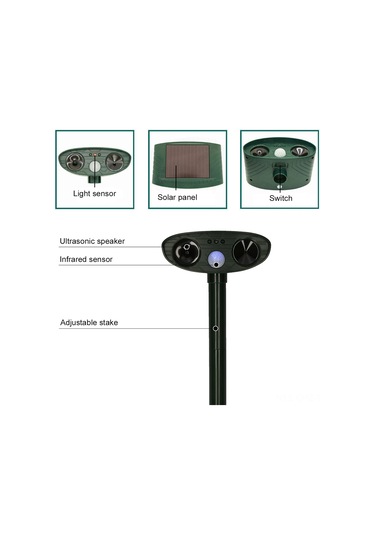 Aubyhe Güneş Enerjili Dış Mekan Ultrasonik Hayvan Kovucu - Pır Sensörlü, 400-1000hz Sıcaklık Algılayıcı Fare Ve Haşere Uzaklaştırıcı