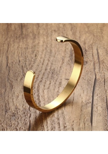 Ehediye Chavin Gold Kelepçe Dizayn Çelik Erkek Bileklik Ds82Sr Altın