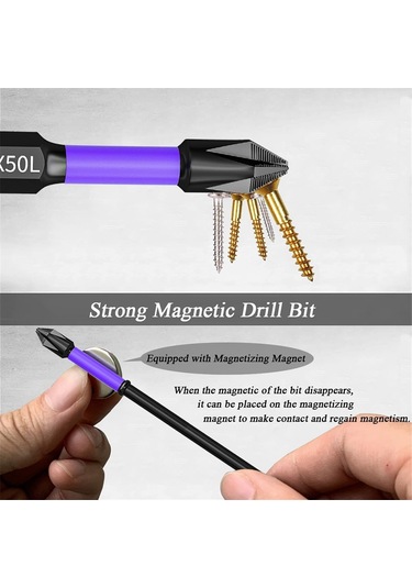 Xurunkeji 12 Adet Geliştirilmiş Yüksek Sertlik Ve Güçlü Manyetik Matkap Ucu, Kaymaz Ve Darbeye Dayanıklı Uçlar Ve Tornavida Uçları