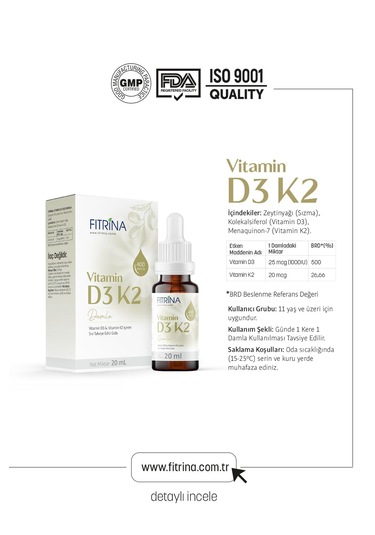 Fıtrina Vitamin D3k2 Damla 20 Ml