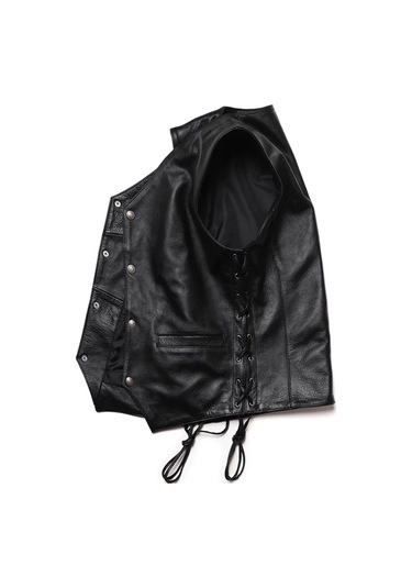 Yanları Deri Ip Bağlamalı Zik Yelek Hakiki Deri