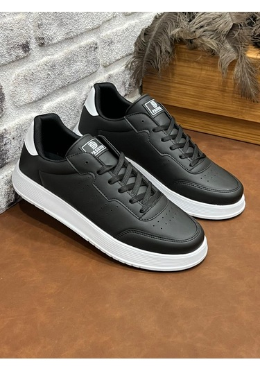 Ortopedik Büyük Numara Rahat Hafif Yumuşak Dark Step Erkek Spor Ayakkabı Siyah Beyaz