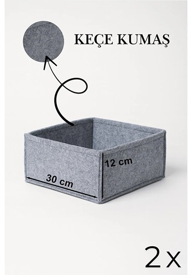 Gri Keçe Çekmece Ve Dolap Düzenleyici Organizer Seti 6 Parça Krem, Çok Amaçlı Düzenleyici Kutular Gri