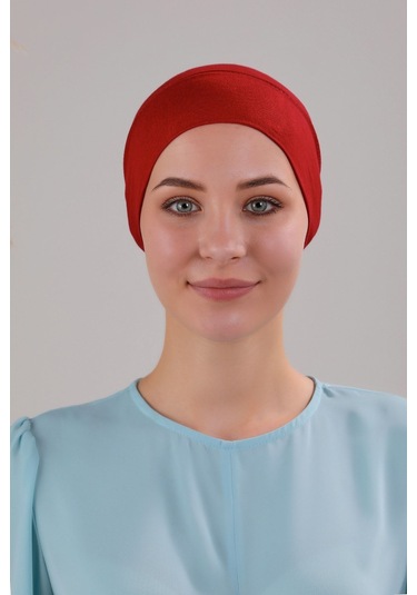 Tesettür Hazır Pratik Geçme Boru Bone Bordo Bordo