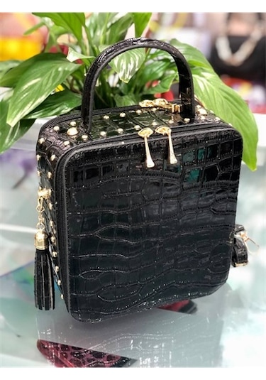 Sentt Deri Kare Zımbalı Çanta Pembe