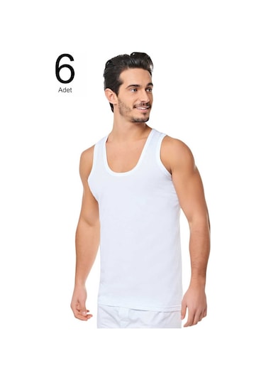 6 Adet Seher Yıldız 0001ı %100 Pamuk Beyaz Ekonomik Erkek Atlet