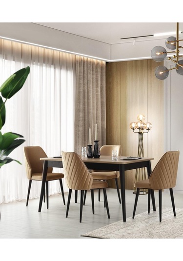 Mercan Mdf Salon Yemek Masa Sandalye Takımı 90x145 001