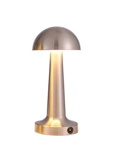 Mantar Model Retro Masa Lambası Mat Gümüş Dimmerli Şarjlı