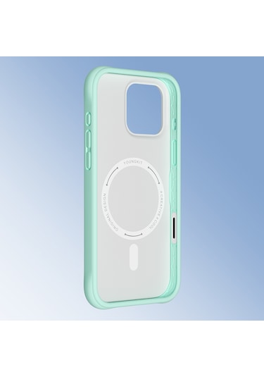 İphone 16 Pro Max Uyumlu Kılıf M-safe Şarj Özellikli Youngkit Macaroon Serisi Kapak Açık Yeşil