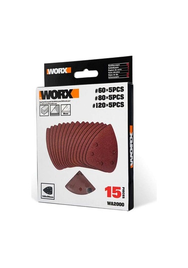 Worx Wa2000 140x90 MM 60 80 120 Kum 15 Parça Cırtlı Universal Mouse Zımpara Kağıdı Seti
