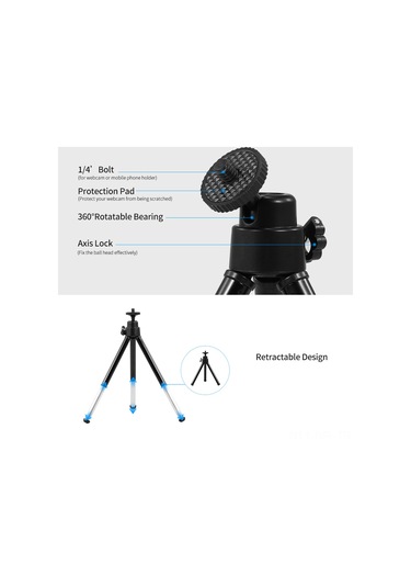Dofolink Gümüş Renkli Tahta Mini Tripod - Aluminium Ally Malzeme, 1/4" Vida, Cep Telefonu Ve Web Kamerası İçin Taşınabilir Tutucu