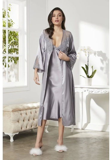 Pierre Cardin 6'lı Kaplı Gecelik Sabahlık Set 6425 Royal Renk Royal