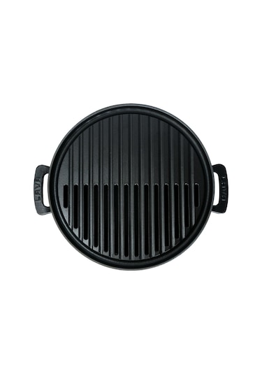 Lava Döküm Yuvarlak Mangal Izgara Set Döküm Demir Yekpare Çift Kulplu Çap Ø 36 Cm.