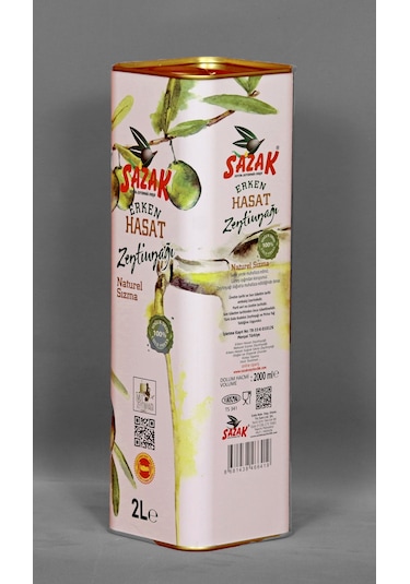 Sazak Erken Hasat Soğuk Sıkım Sızma Zeytinyağı 2 L