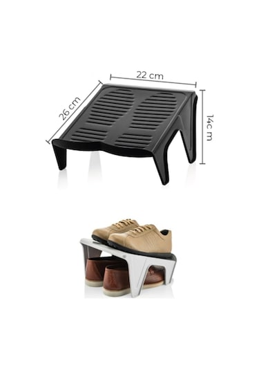 20 Adet Çiftli Ayakkabı Düzenleyici Rampa Siyah