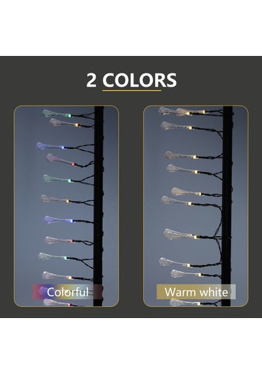 Kosona Güneş Enerjili 30 Led Su Damlalı Balon Işık Zinciri - Dış Mekan Sıcak Renkli Işıklı Dekorasyon Ip44 Su Geçirmez