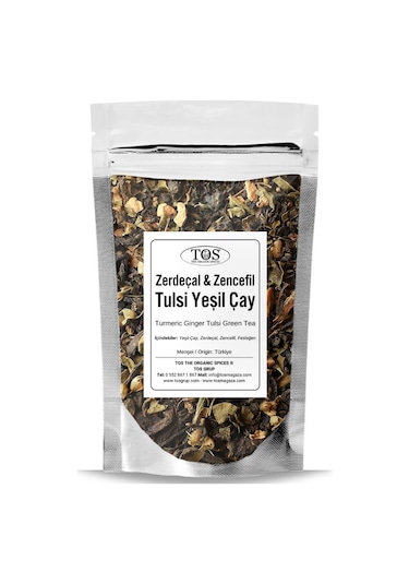 Tos The Organic Spices Zerdeçal Zencefil Tulsi Yeşil Çay 100 G