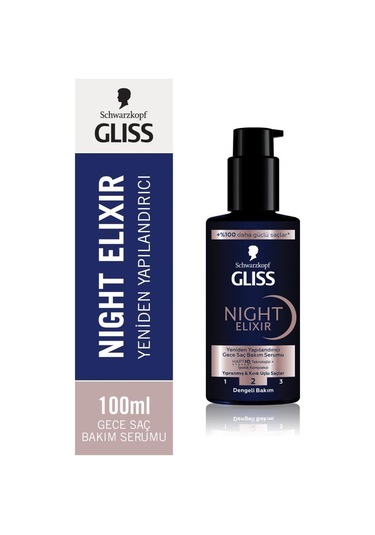 Gliss Night Elixir Yeniden Yapılandırıcı Gece Saç Bakım Serumu 9000101702286-6345