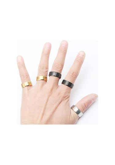 Novahub 6mm Titanyum Çelik Siyah Altın Parmak Yüzük Seti Erkekler İçin Gümüş Kaplama Yüzük Kadınlar İçin Paslanmaz Çelik Takı Kadın Alyans Altın - 6 Altın