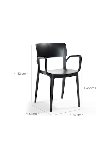 Novussi Panora Bahçe Balkon Sandalye Koltuk Siyah | ID6187 - 6'lı Set Siyah