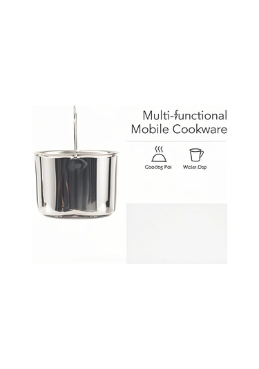 Symbee Tomshoo Paslanmaz Çelik Mutfak Kupa Tutucu, Isıtıcı İçin Konstrüksiyon Aparatı 127x77x77mm Gümüş