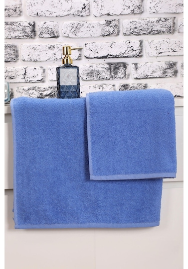 2 Parça Kadın / Erkek Banyo Duş Hamam Havlu Seti 90x150 Cm %100 Pamuklu Mavi