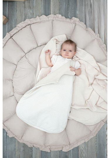 Mordesign Bebek Yatağı Ve Oyun Halısı, Babynest, Yenidoğan Oyun Halısı, Açılır/kapanır Yatak, Bloom Serisi 135 X 135 Bej
