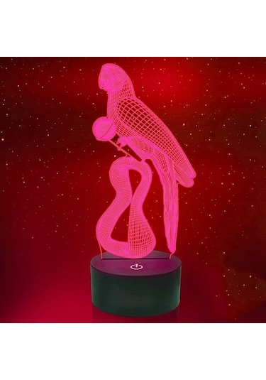 Goldenqian 3d Papağan Kuş Gece Lambası Led Lamba Illusion 7 Renk Değiştirme Dokunmatik Anahtar Masa Masa Dekorasyon Lambaları Doğum Günü Hediyesi Akrilik Taban Usb Kablosu Oyuncak 96oujp Siyah