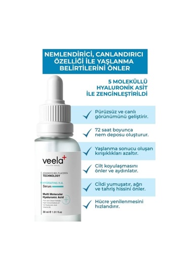 Veela Hyaluronic Asit İle Zenginleştirilmiş Nemlendirici Serum