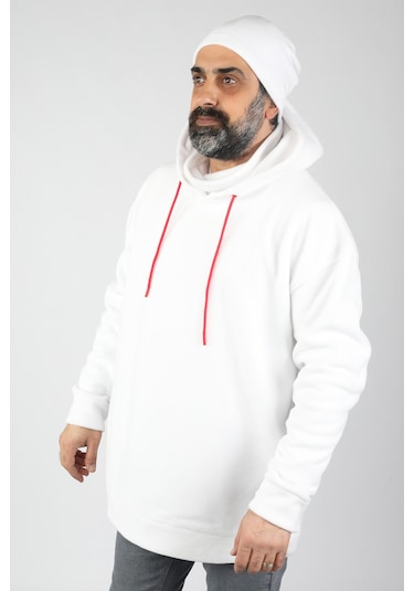 Unisex Kapüşonlu Polar  Beyaz