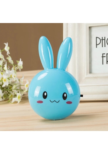 Sevimli Karikatür Tavşan Led Gece Lambası Ac110-220v Anahtarı Çok Renkli