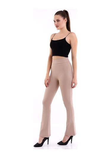 Kadın Bej Yüksek Bel Fitilli Dayanıklı Örme Kumaş Toparlayıcı IspBej