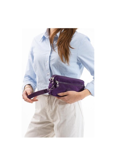 Klinkır Kumaş Mini Çapraz Askılı Kadın Çanta Yağmur Geçirmez El Askılı Çanta 20 10 Cm Mega Bag Mor