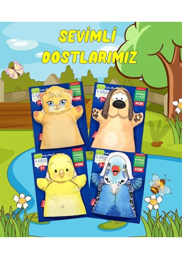 4 Parça Tox Sevimli Dostlarımız Keçe El Kukla Set . Eğitici Oyunc