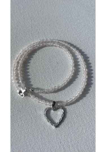 Pembe Kuvars 925 Ayar Kolye Çok REnkli