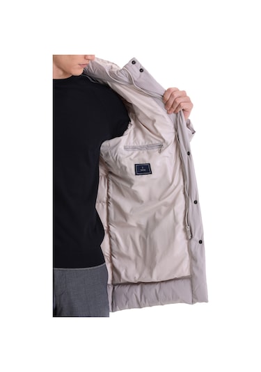 Hatemoğlu Taş Slim Fit Hakim Yaka Kapüşonlu Kaban Taş