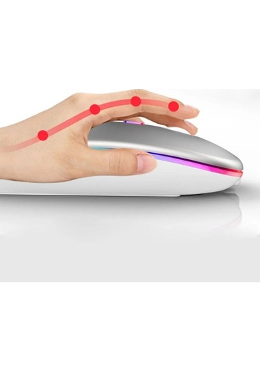 Rgb Ledli Şarj Edilebilir Sessiz Tıklamalı Ergonomik Çift Modlu Kablosuz Bluetooth Mouse Gtx