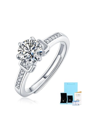 Bague Ringen 925 Gümüş Set 0.5ct-3ct18 Mozanit Sadece Aşk Serisi Kadın Basit Moda Ayarlanabilir Yüzük Includes Gift Box Certificate 0.5ct
