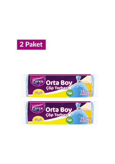 Güçlü Çöp Torbası Orta Boy 15'li 55 X 60 Cm İkili Set