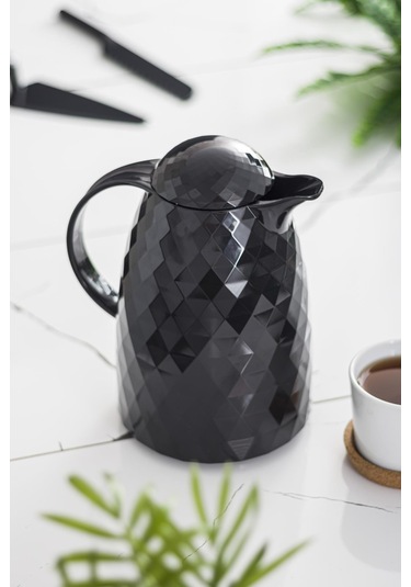 1 Lt Akrilik Siyah Çay Termosu 12 Saat Sıcak 24 Saat Soğuk Siyah