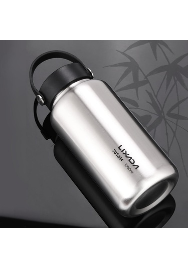 Lıxada 1050ml Paslanmaz Çelik Su Şişesi Sızdırmaz Spor Şişesi, 750ml Asılı Pot İle Bottle Only Gümüş
