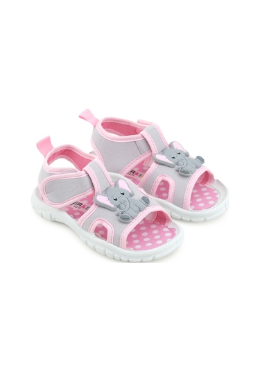 Gezer Kız Çocuk Bilekten Cırtlı Ayarlanabilir Pvc Rahat Esnek Taban Günlük Sandalet Gri