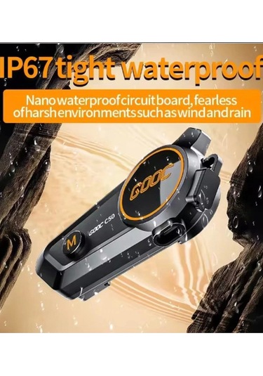 C50 2x Motosiklet Intercom Kask Kulaklık 1000 Mah Rgb Işıklı Çift Eşleşme