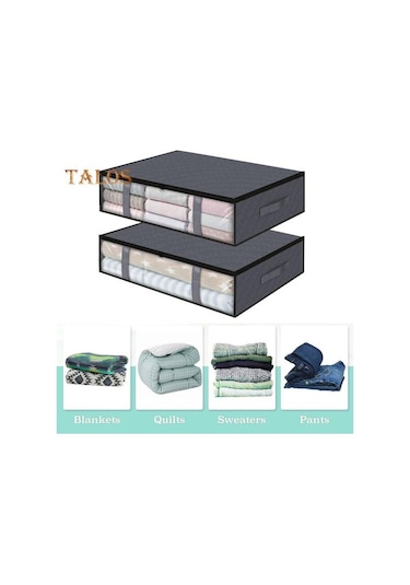 Gri 2 Adet Giysi Saklama Çantası Büyük Kapasiteli Mağaza Hafif Kullanışlı Yatak Battaniyesi Saklama Kabı Ev Gereçleri Gri