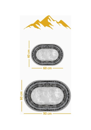 Yıkanabilir Kaymaz Tabanlı Modern Desenli 2'li Banyo Paspas Takımı Obps0012 Renkli